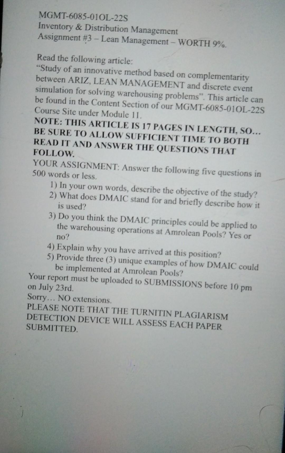 MGMT-6085-010L-22S Inventory \& Distribution