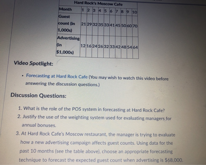 Forecasting at Hard Rock Cafe With the growth of