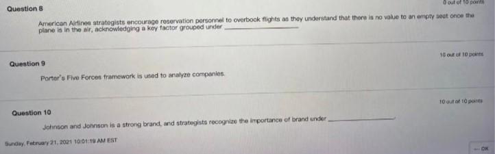 0 out of our Question 8 American Airlines