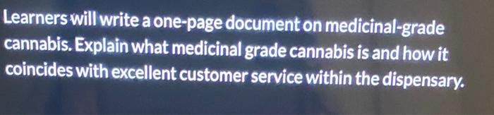 Learners will write a one-page document on