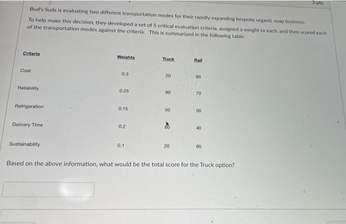 3 pts Bud's Suds is evaluating two different