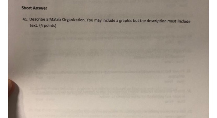 plez need answer Short Answer 41. Describe a
