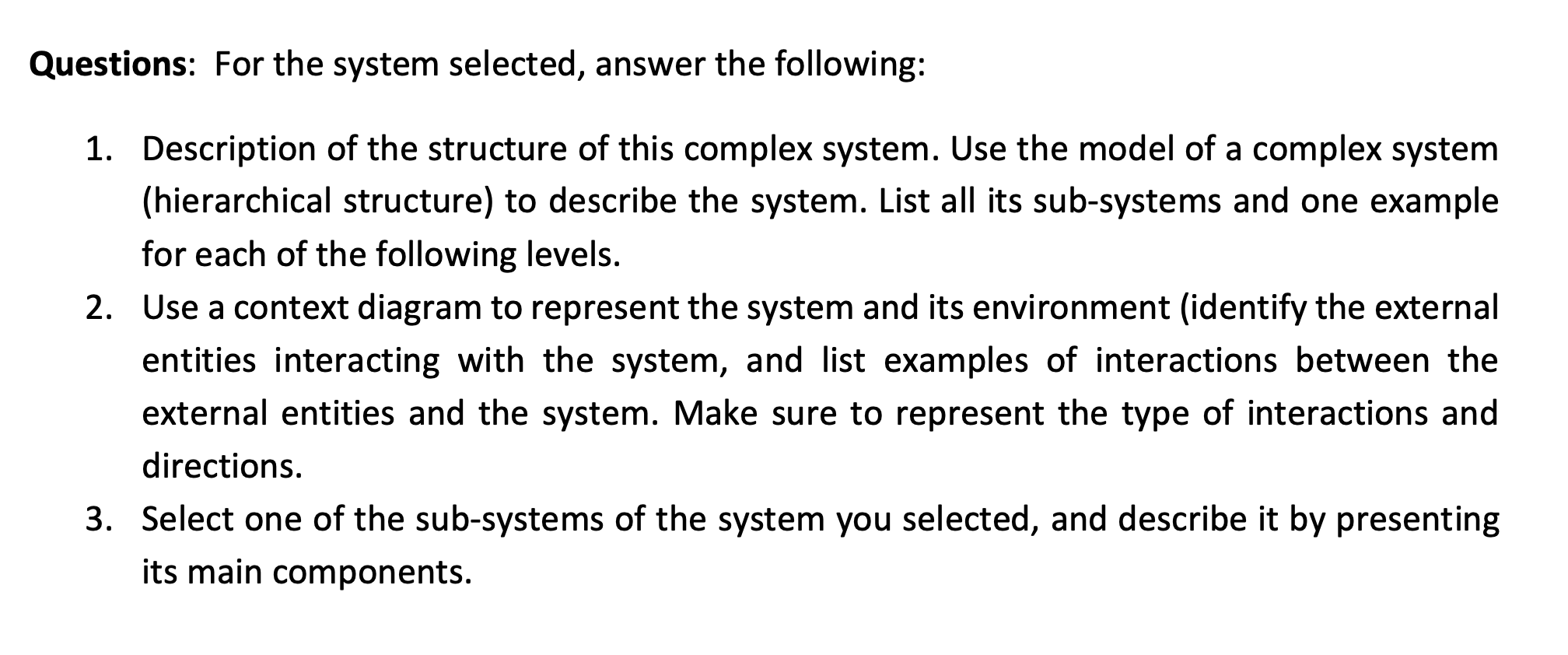 Part 1: Structure of Complex Systems Chose one