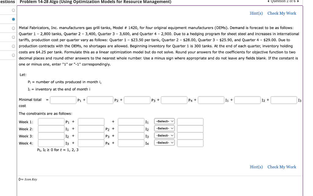 estions Problem 14-28 Algo (Using Optimization