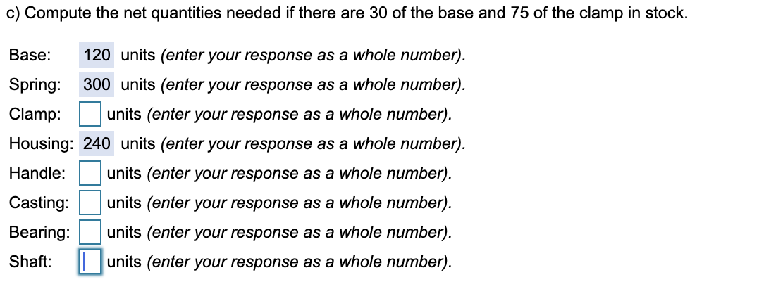 a) Design a product structure noting the