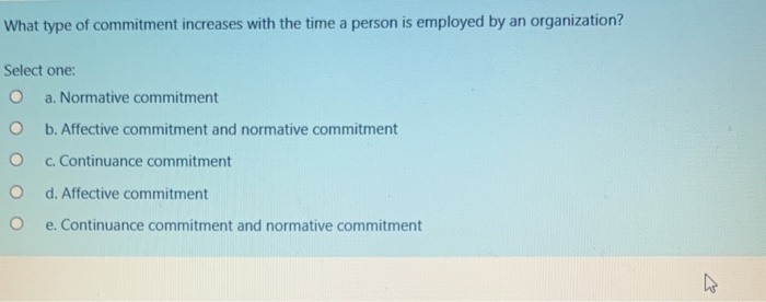 What type of commitment increases with the time a