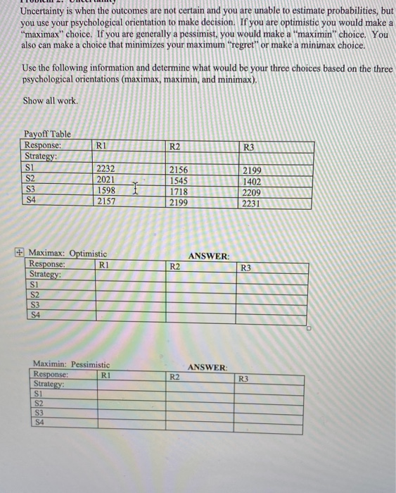 EXPECTED VALUE AND UNCERTANTY Problem 1: Expected