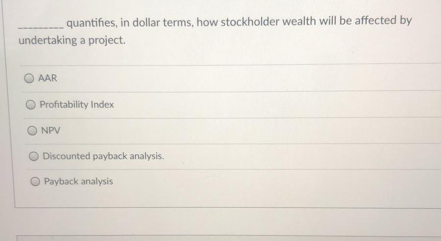 quantifies, in dollar terms, how stockholder