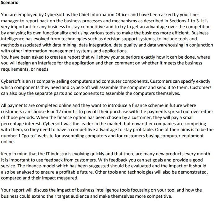 Title is: Intelligence at CyberSoft Scenario You