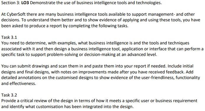 Title is: Intelligence at CyberSoft Scenario You
