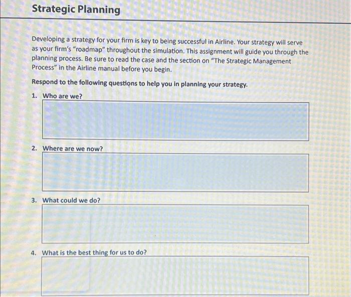 Strategic Planning Developing a strategy for your