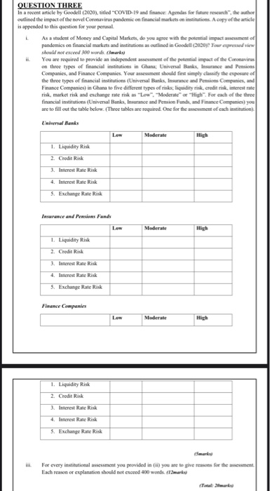 QUESTION THREE In a recent article by Goodell