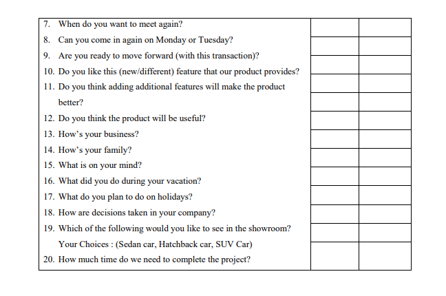 b) Differentiate the given sample questions into