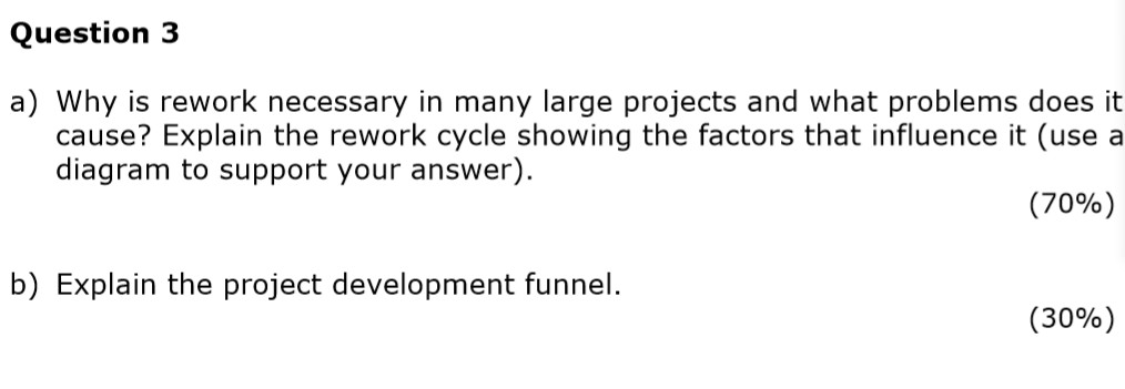 Project management Question 3 a) Why is rework