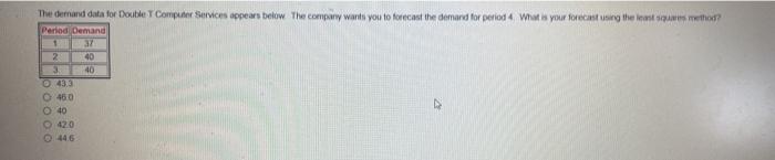 The demand data for Double T Computer Service