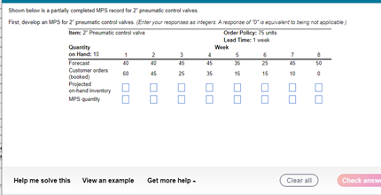 Shown below is a partially completed MPS record