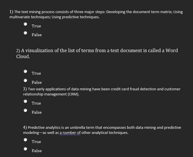 Answer the whole thing 1) The text mining process