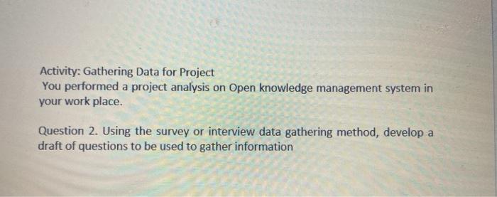 Activity: Gathering Data for Project You