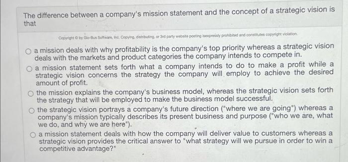 The difference between a company's mission