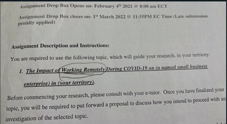 Assignment Drop Box Opens on - February 4th 2021