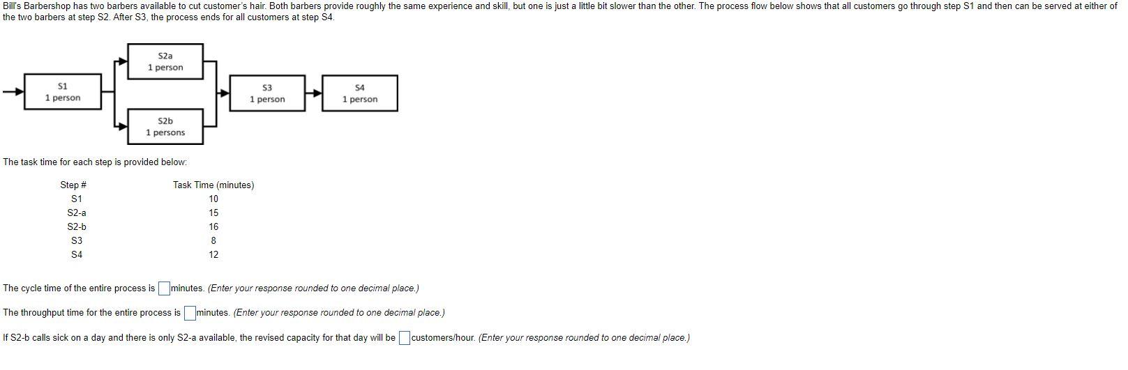 The task time for each step is provided below: