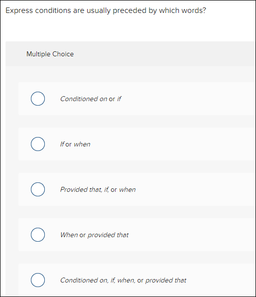 Express conditions are usually preceded by which