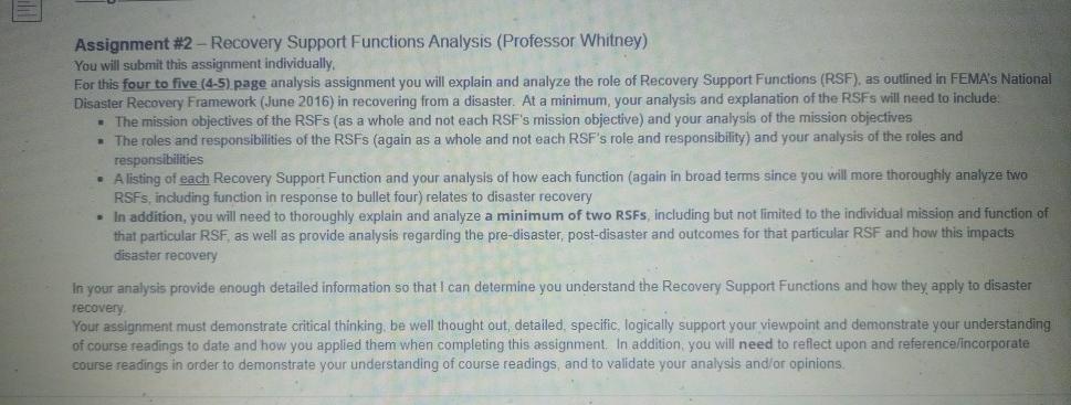 Assignment #2 - Recovery Support Functions