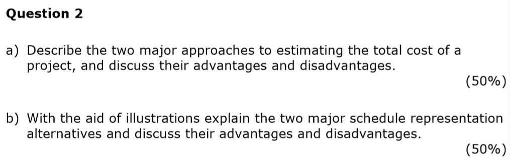 Project management problem Question 2 a) Describe