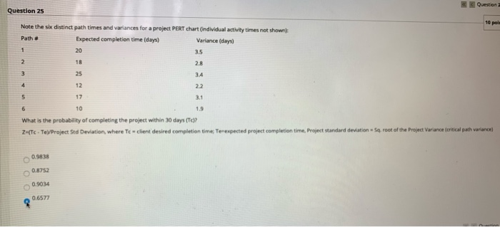 Question 25 16 polis Note the six distinct path