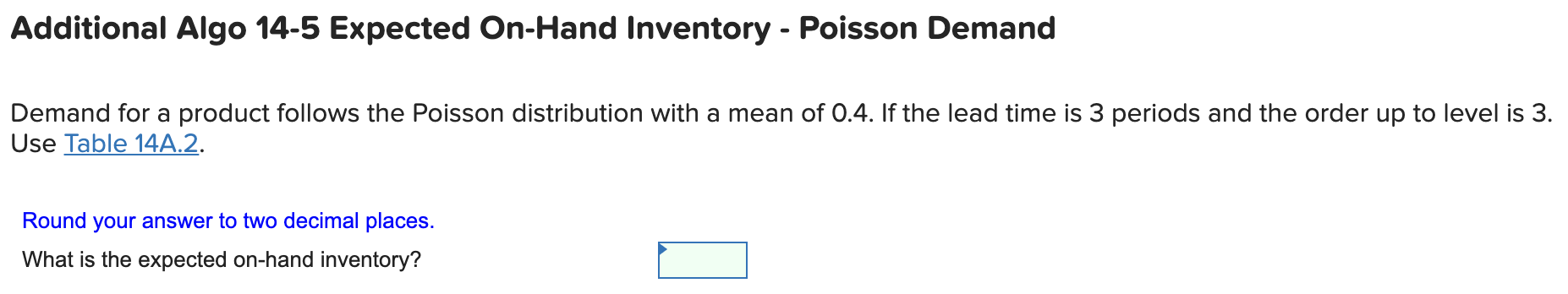 Additional Algo 14-5 Expected On-Hand Inventory -