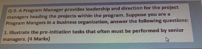 Q-3- A Program Manager provides leadership and