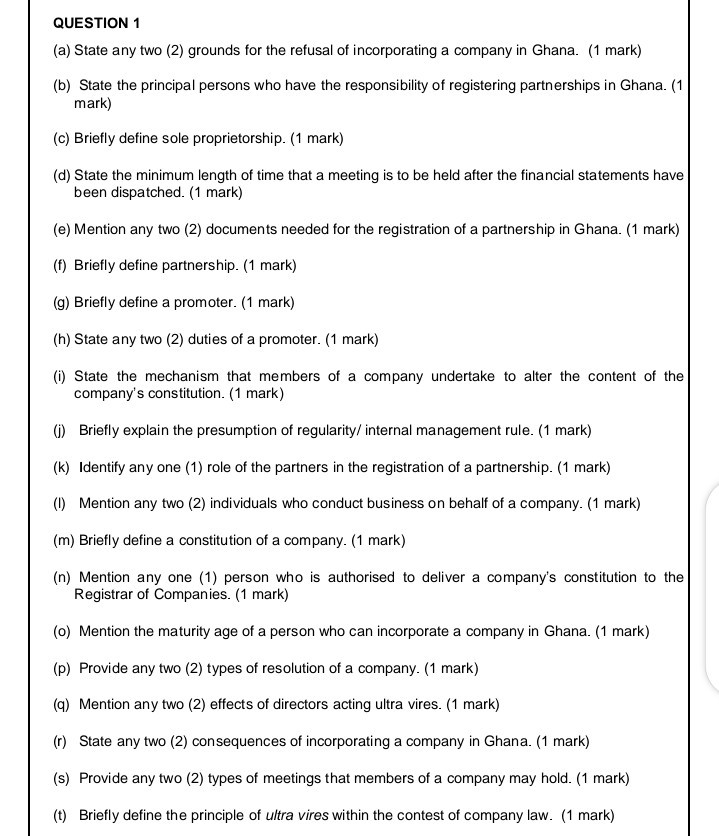 the question is a company law question QUESTION 2