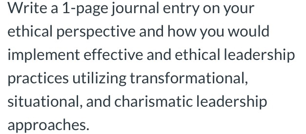 Write a 1-page journal entry on your ethical