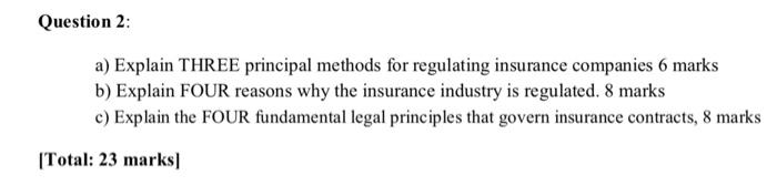 Question 2: a) Explain THREE principal methods