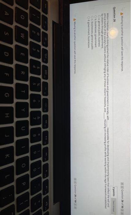 Moving to another question will save this