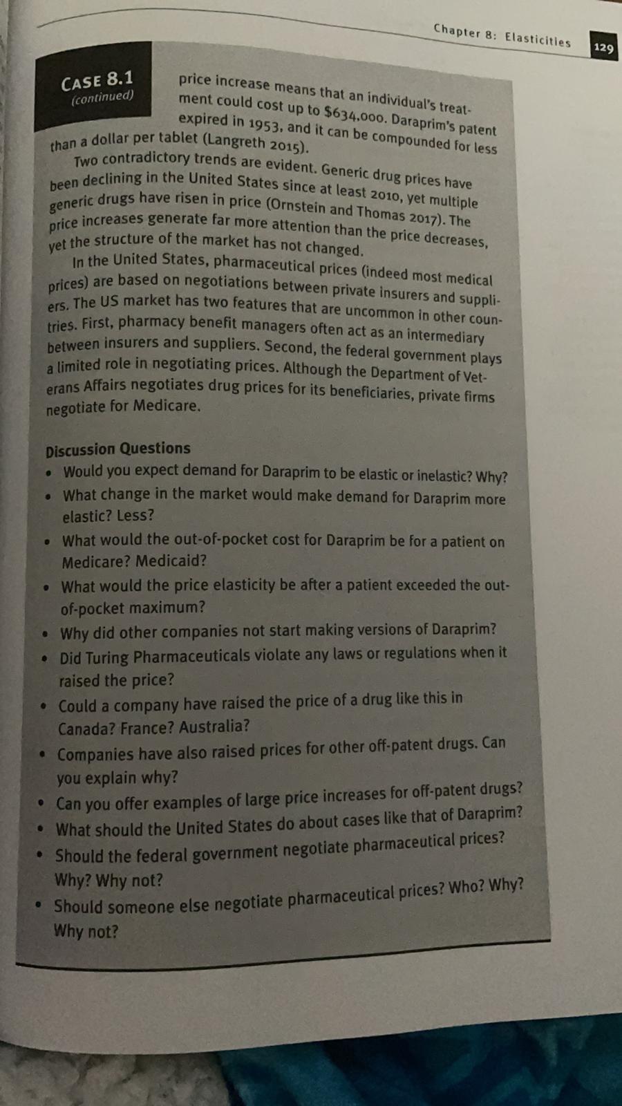 Read case study 8.1 and answer the following...