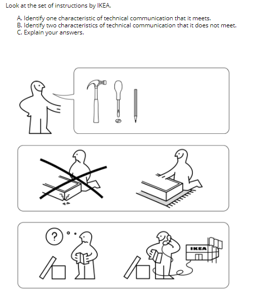 Look at the set of instructions by IKEA. A.