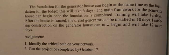 17. Using Microsoft Project, set up the network