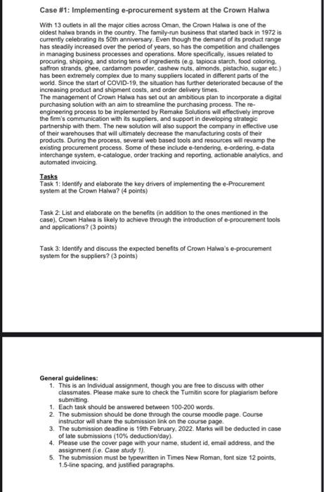 Case #1: Implementing e-procurement system at the