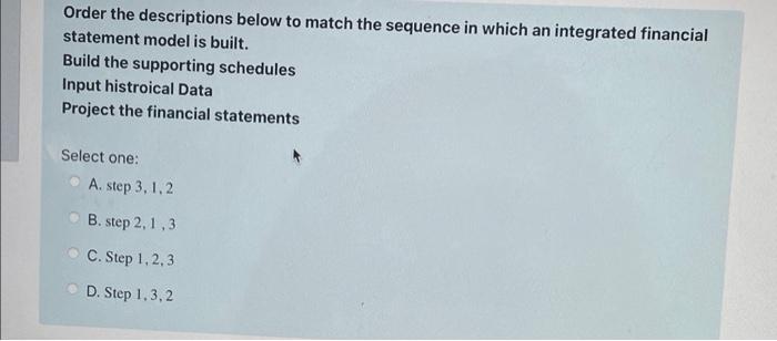 Order the descriptions below to match the