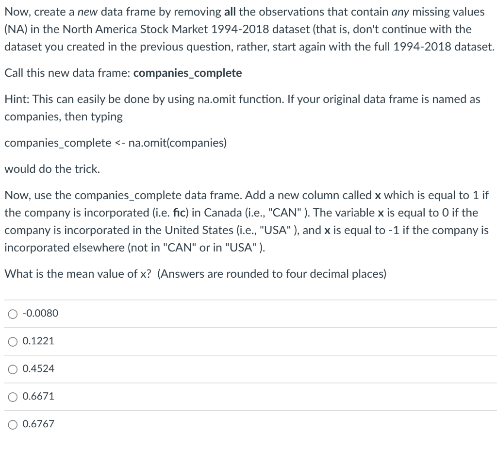 Now, create a new data frame by removing all the