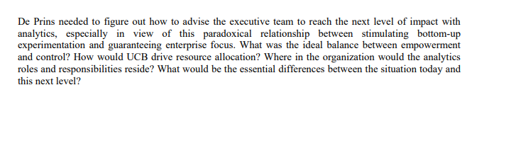 Instructions: Read UCB case study and answer the