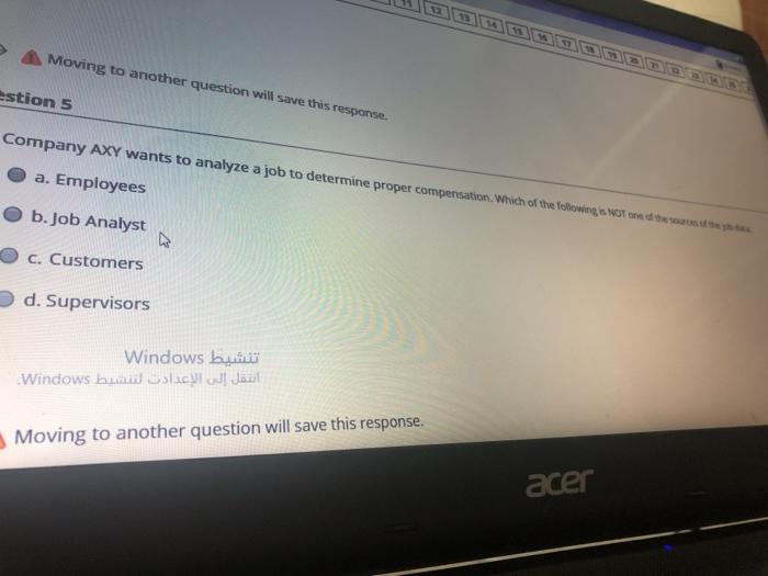 Moving to another question will save this