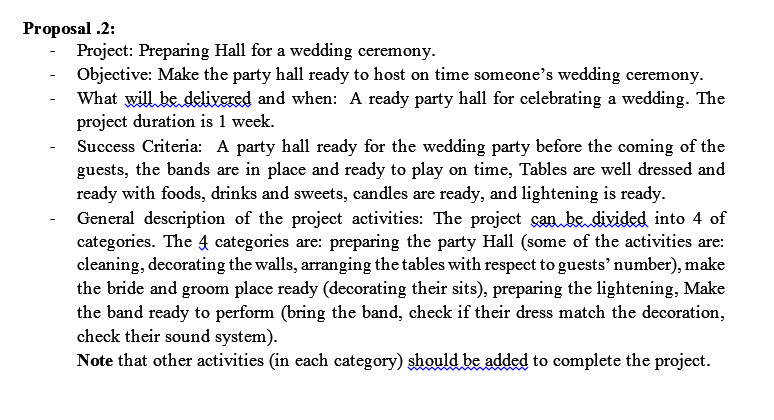 1. Choose a project idea. 2. Explain the project