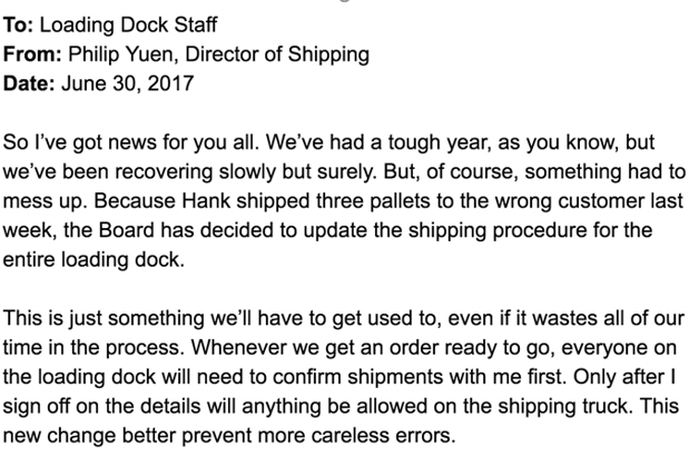 Given below is an example of a poorly composed