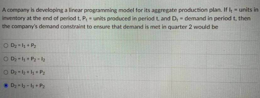 A company is developing a linear programming