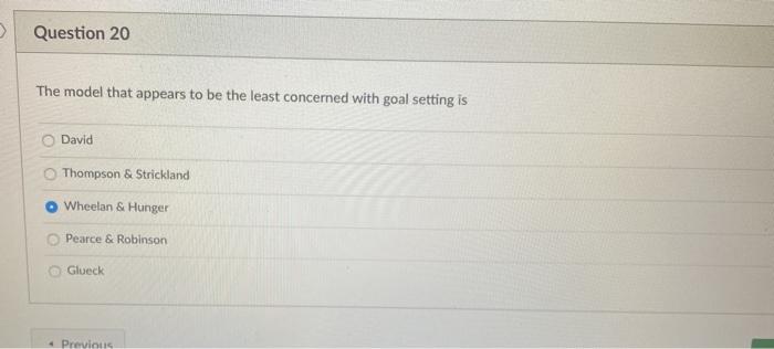 >> Question 20 The model that appears to be the