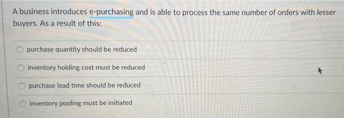 A business introduces e-purchasing and is able to
