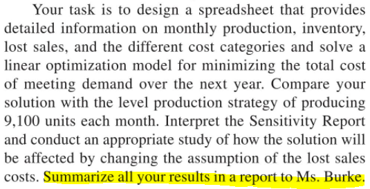 Just need a summary report of the results Your