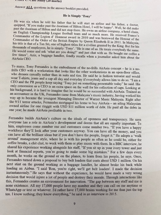 ARE y 20 marks) Answer ALL questions in the